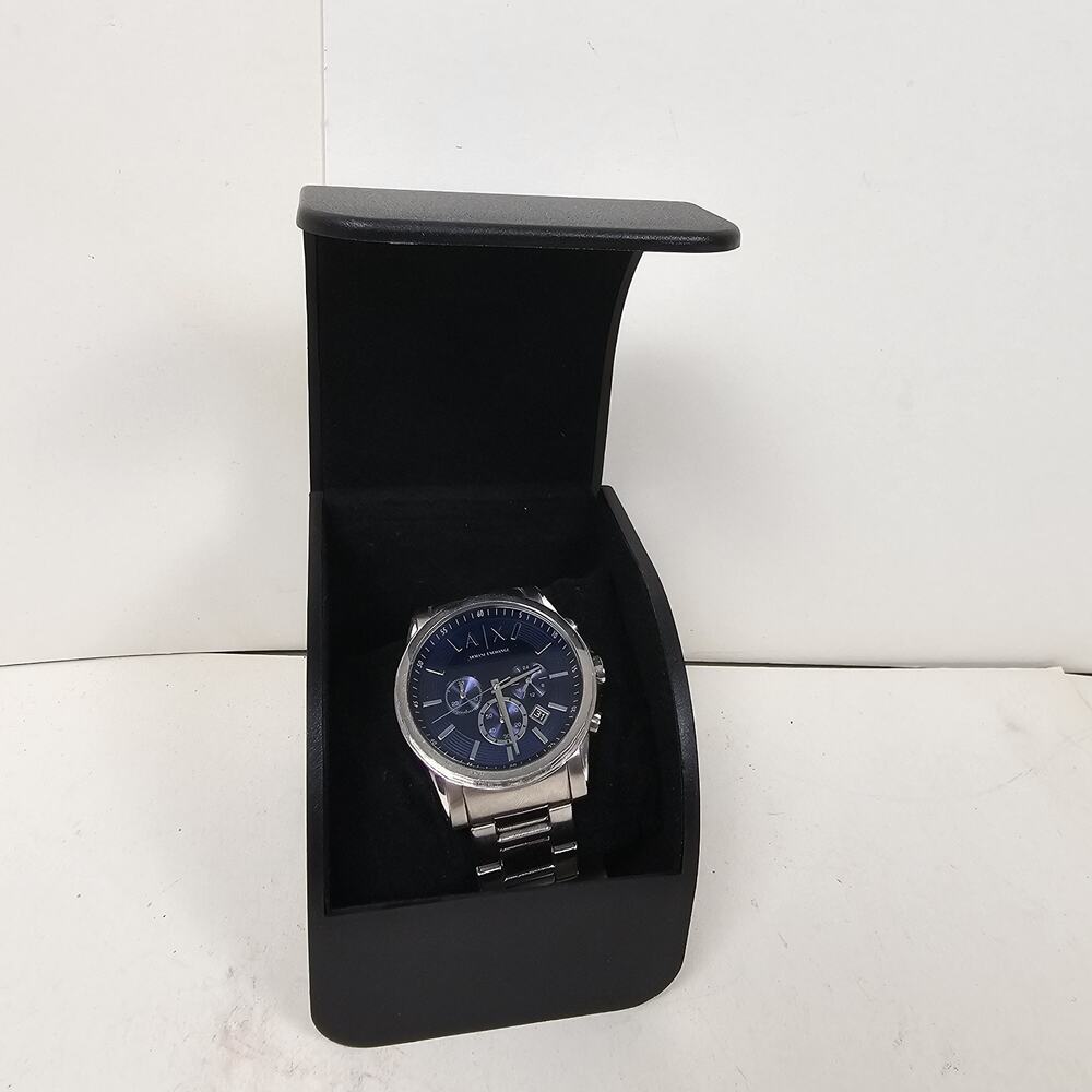ARMANI EXCHANGE MEN'S SILVER TONE STAINLESS BLUE DIAL CHRONOGRAPH WATCH AX2509 - Picture 2 of 4